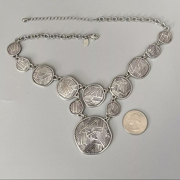 VTG LIA SOPHIA Silver Tone Abstract Dangle Statement Necklace No Wear 15.5”+3” - Picture 3 of 7